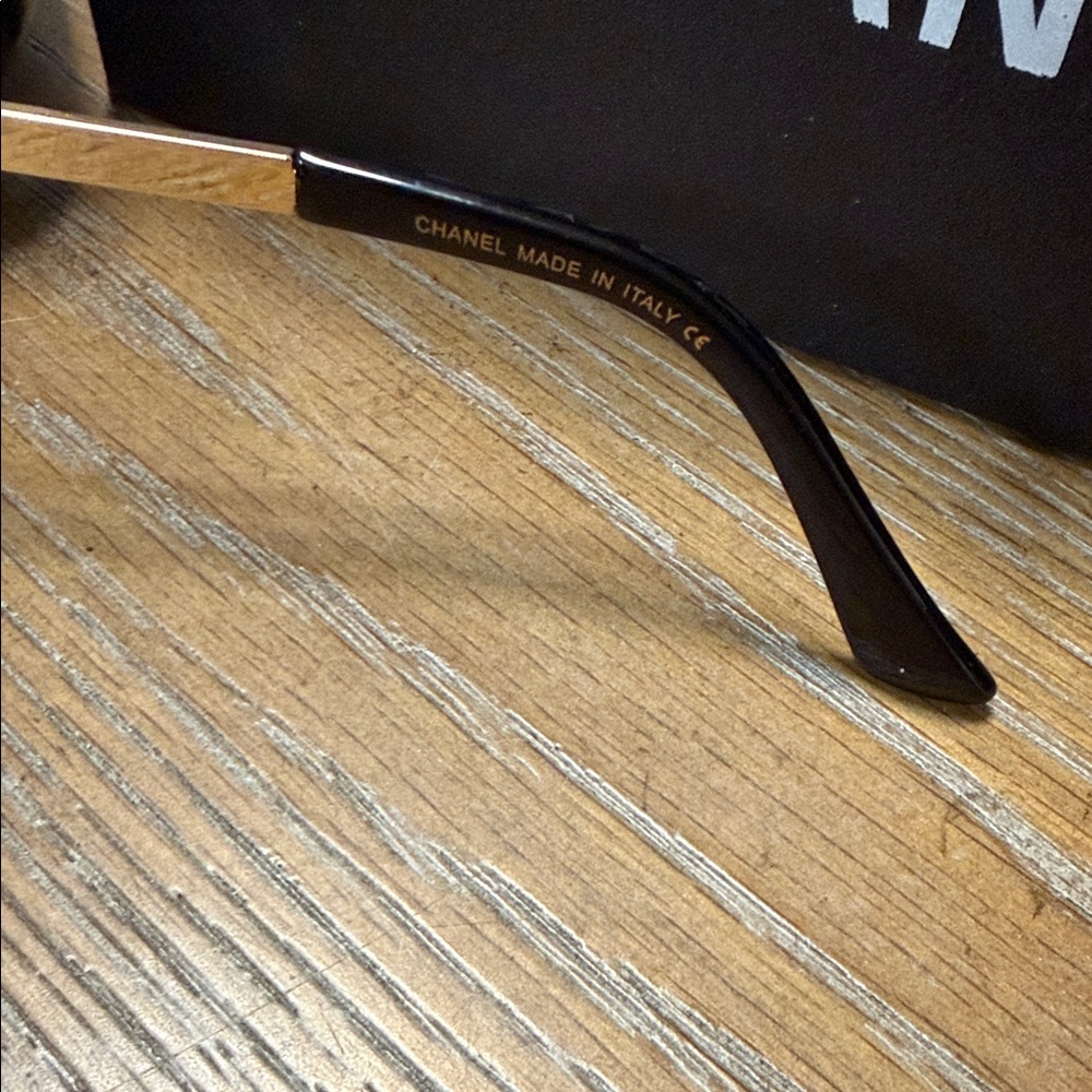CHANEL Rimless Square Sunglasses in Black with Gold Details - Picture 7 of 7